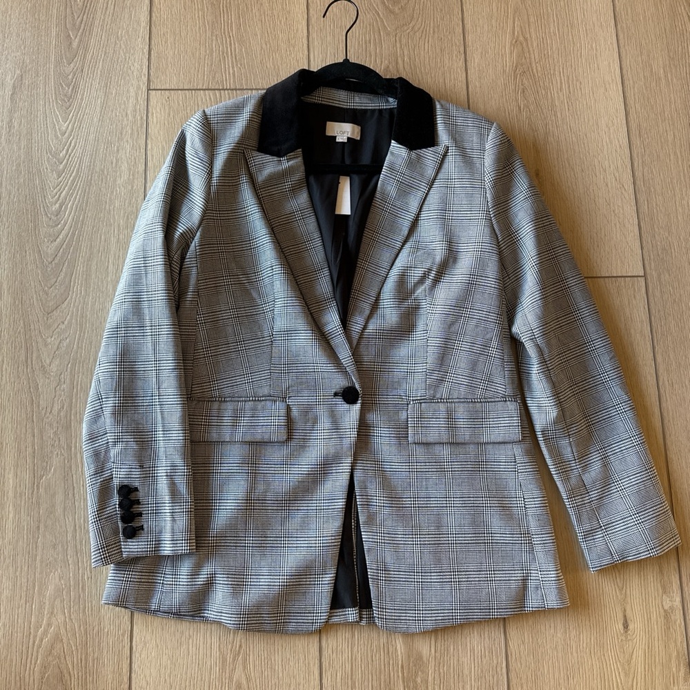 LOFT NWT Women's Gray Plaid Blazer